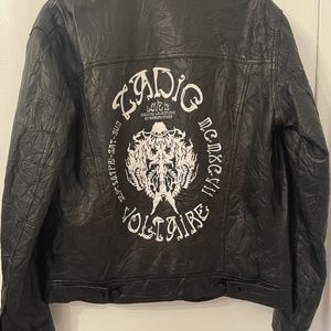 Zadig Voltaire Black Lamb Leather Jacket Small NWOT Crest Biker Womens